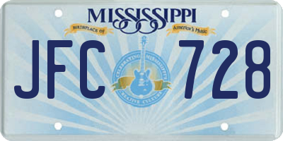 MS license plate JFC728