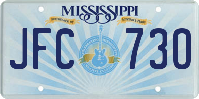 MS license plate JFC730