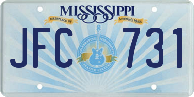 MS license plate JFC731