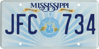 MS license plate JFC734