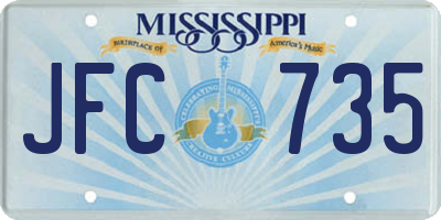 MS license plate JFC735