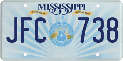 MS license plate JFC738