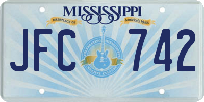 MS license plate JFC742