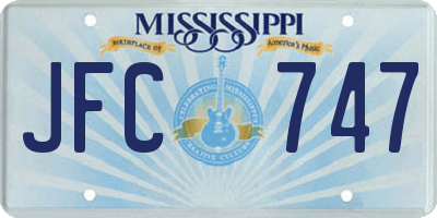 MS license plate JFC747