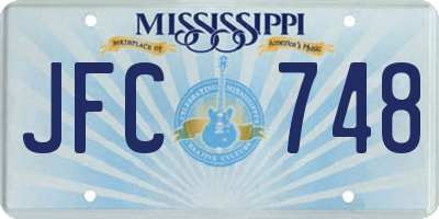 MS license plate JFC748