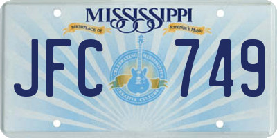 MS license plate JFC749