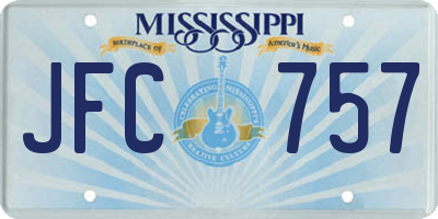 MS license plate JFC757