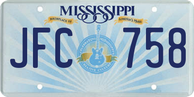 MS license plate JFC758