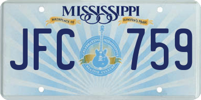 MS license plate JFC759