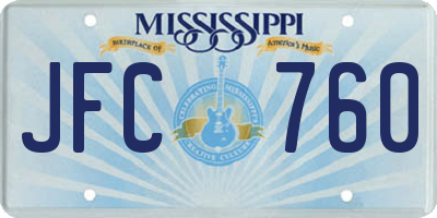 MS license plate JFC760