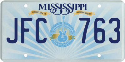 MS license plate JFC763