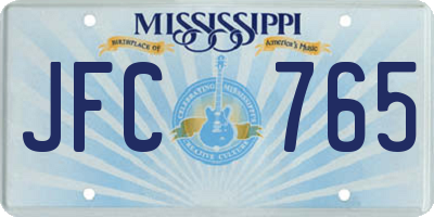 MS license plate JFC765