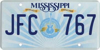 MS license plate JFC767