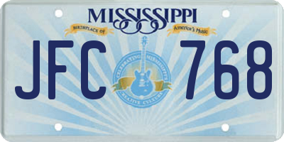 MS license plate JFC768