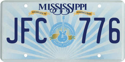 MS license plate JFC776