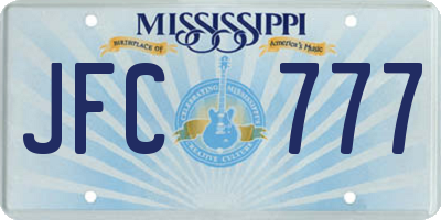MS license plate JFC777