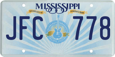 MS license plate JFC778