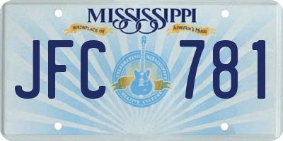 MS license plate JFC781