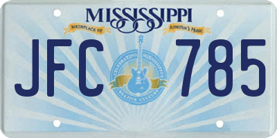 MS license plate JFC785