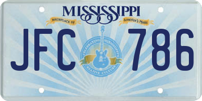 MS license plate JFC786
