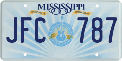 MS license plate JFC787