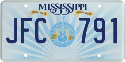 MS license plate JFC791