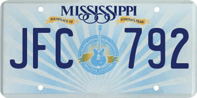 MS license plate JFC792