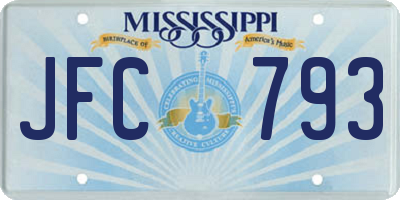 MS license plate JFC793