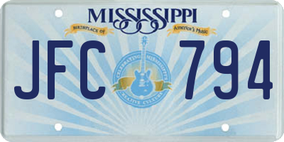 MS license plate JFC794