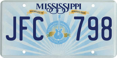 MS license plate JFC798