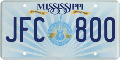 MS license plate JFC800