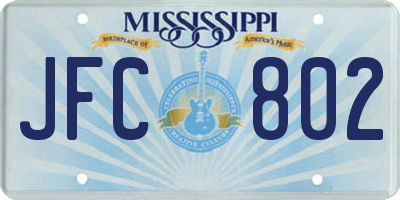 MS license plate JFC802