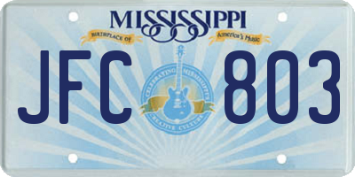 MS license plate JFC803