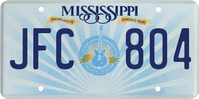 MS license plate JFC804