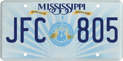 MS license plate JFC805