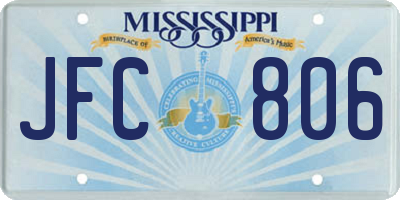 MS license plate JFC806