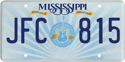 MS license plate JFC815