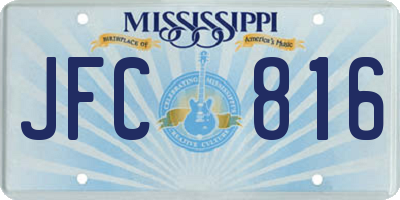MS license plate JFC816