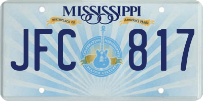 MS license plate JFC817