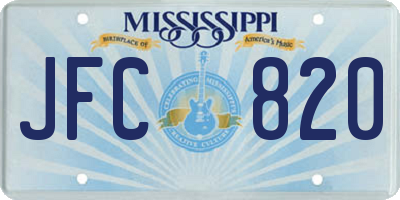 MS license plate JFC820