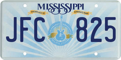 MS license plate JFC825