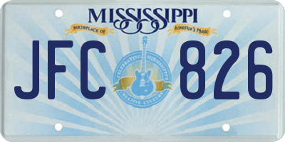 MS license plate JFC826