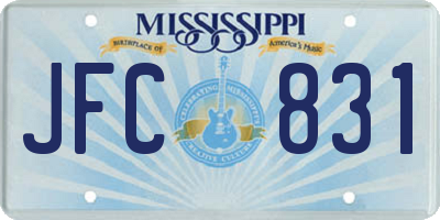 MS license plate JFC831