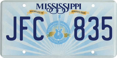 MS license plate JFC835