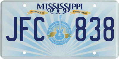 MS license plate JFC838