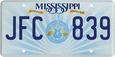 MS license plate JFC839