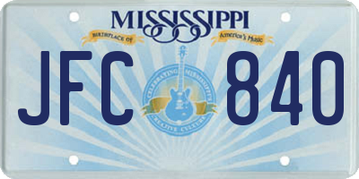 MS license plate JFC840