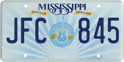 MS license plate JFC845