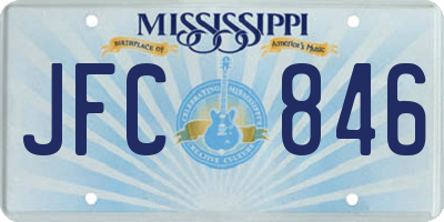 MS license plate JFC846