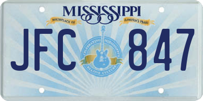 MS license plate JFC847